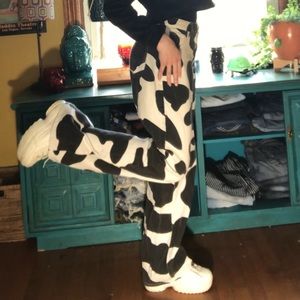 Cow print jeans